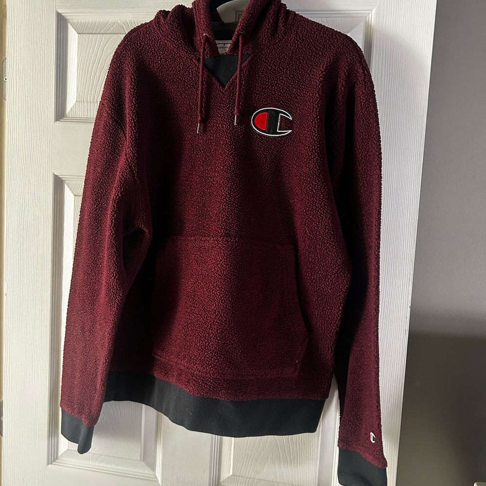 Champion Men's Maroon Sherpa Hoodie XL